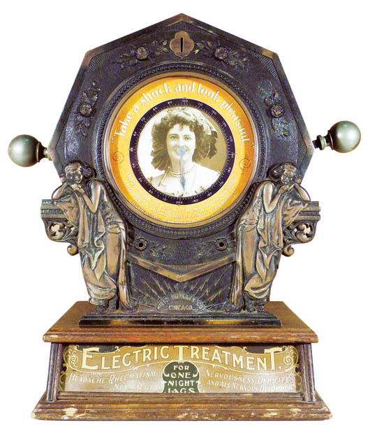 Very rare Mills Novelty Company Electric Shock Treatment, coin-operated, est. $20,000. Image courtesy Showtime.